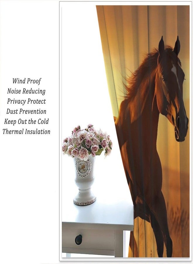 YCness Horse Window Curtains, Western Wild Galloping Horses Curtains for Living Room,Rustic Farm Animal Cowboy Running Horse Drapes 2 Panel Sets,42x45 Inch - Image 4